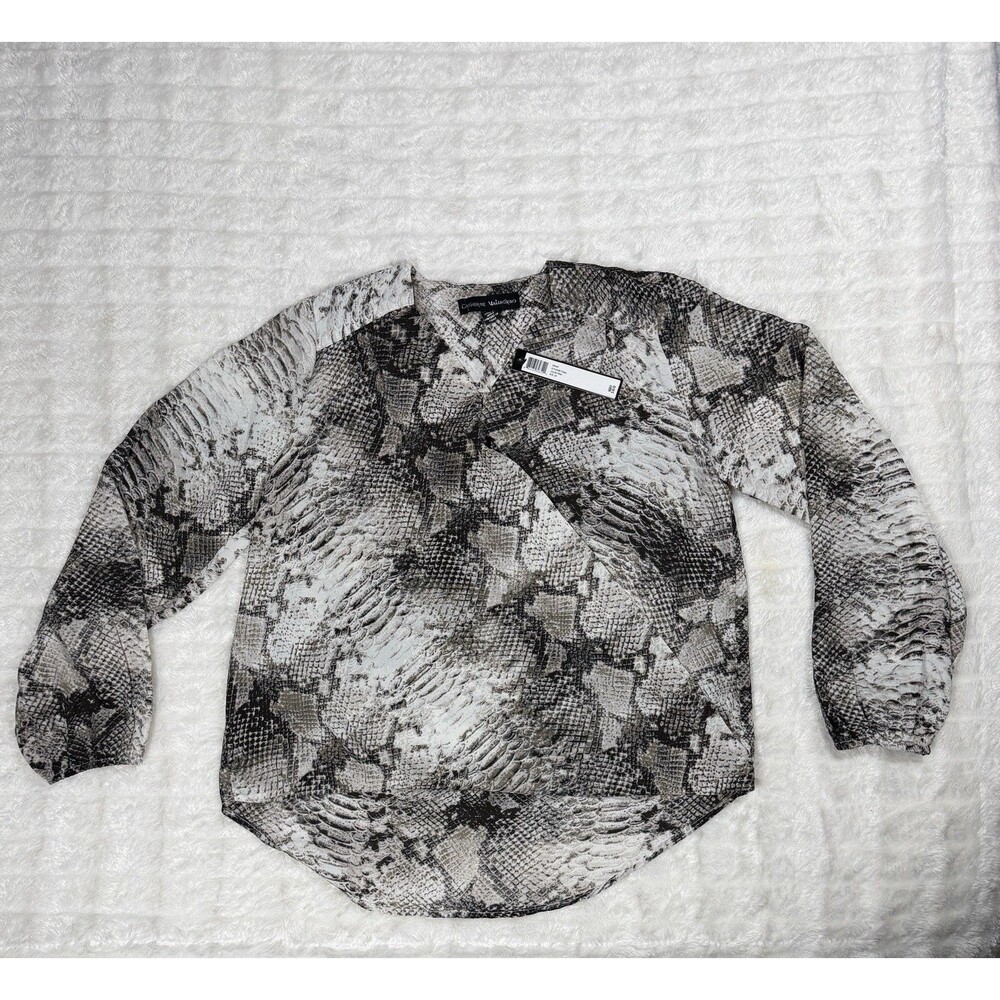 Catherine Malandrino Blouse Women S Gray Snake Print Mob Wife Office Siren NWT